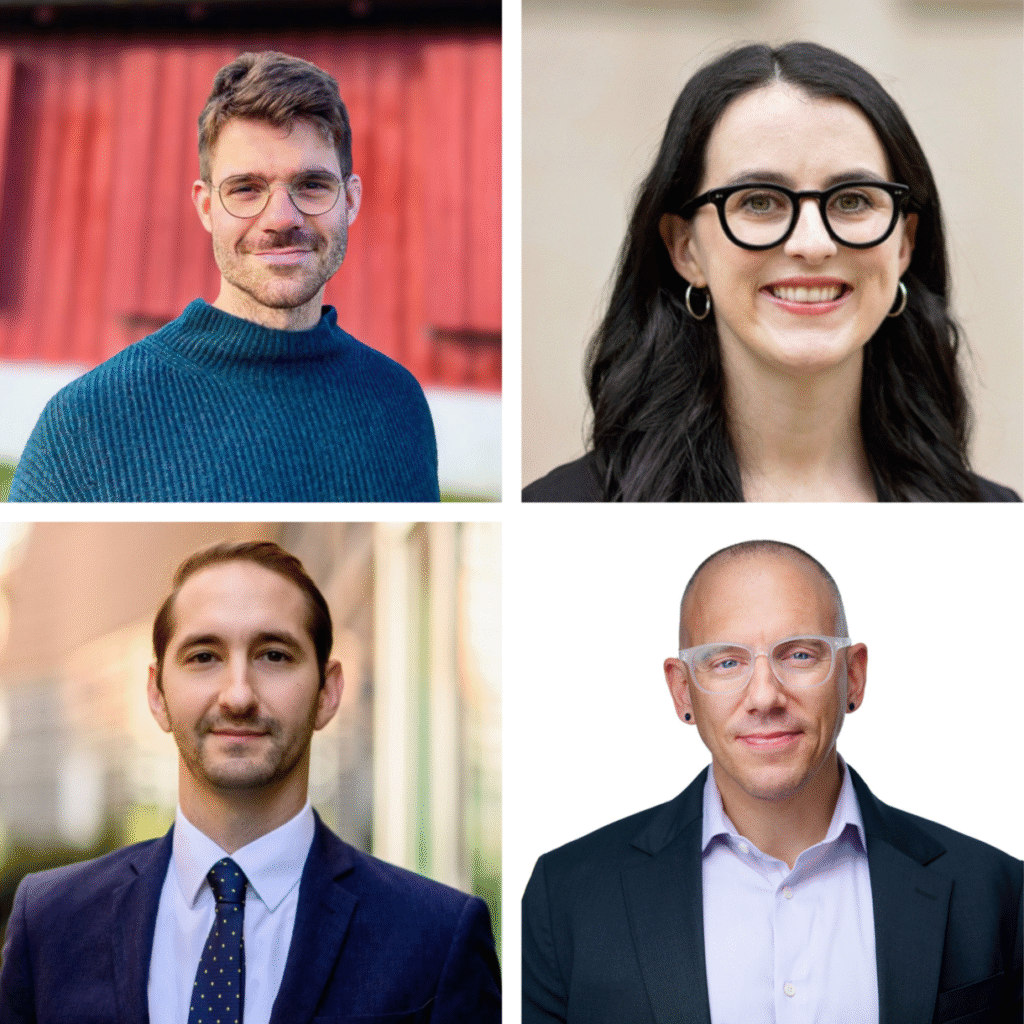 Headshots of 2025 Health Law Scholars: Benjamin A. Barsky, Alicia Gilbert, David A. Simon and Richard M. Weinmeyer