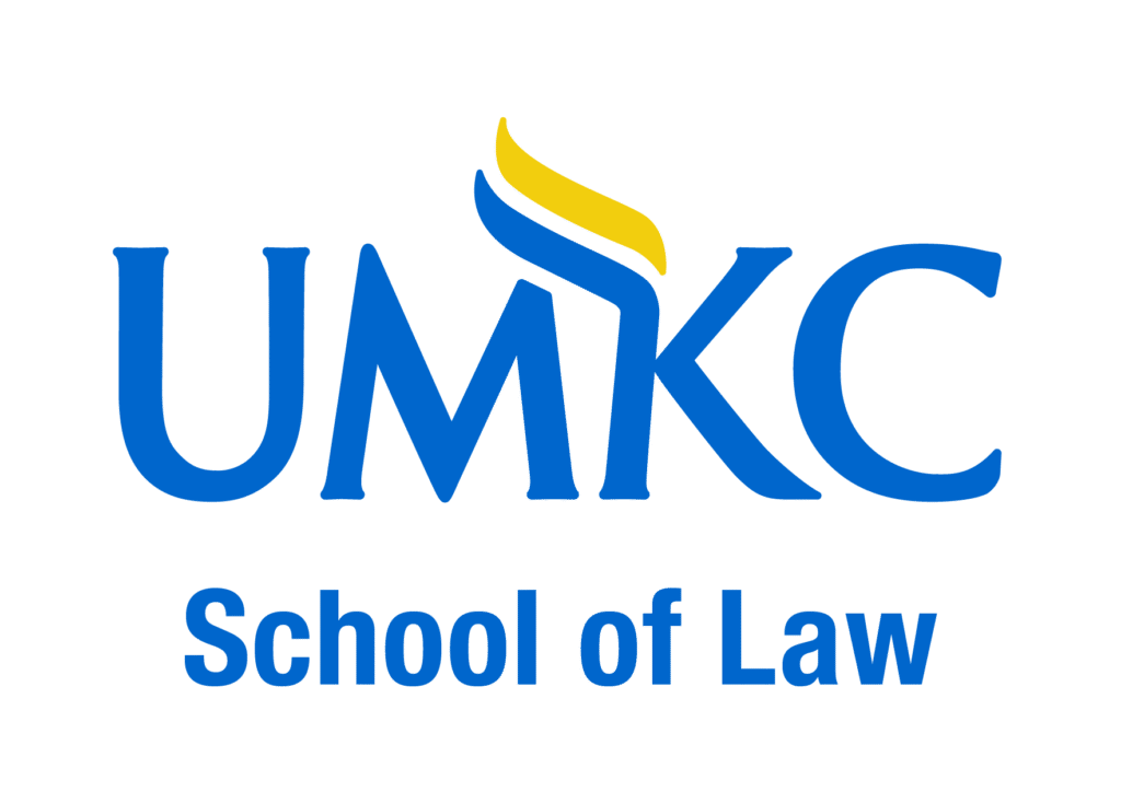 UMKC school of law logo in blue and yellow