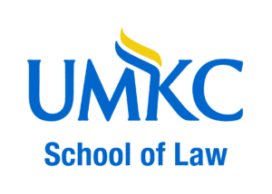 UMKC school of law logo in blue and yellow
